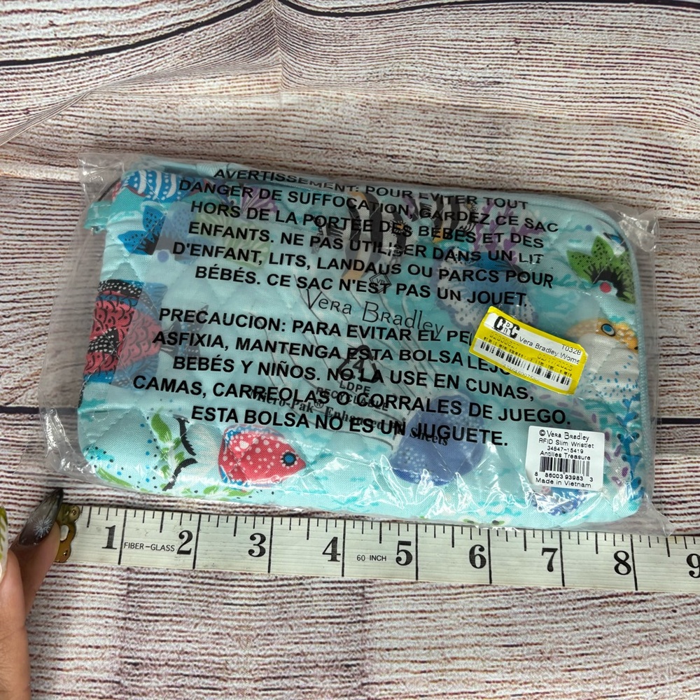 NWT Vera Bradley RFID Slim Wristlet Antilles Treasure NEW Zip Pouch Coin Purse - Picture 7 of 8